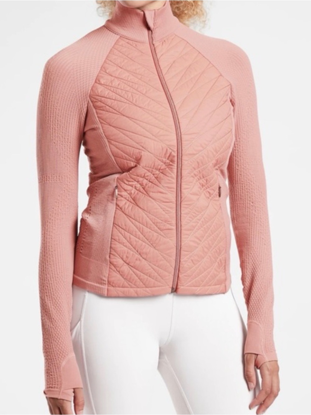 Athleta Flurry Force Insulated PrimaLoft  Quilted Zip-Front Jacket - Dusty Rose
